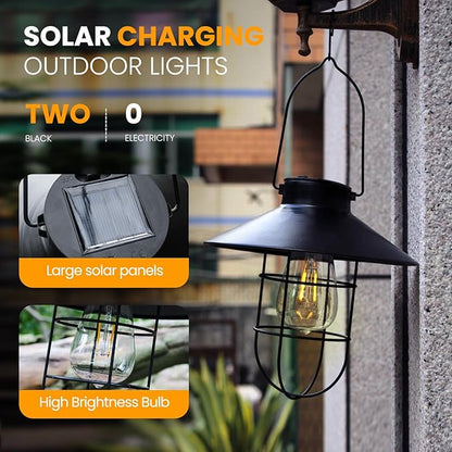 2 Pack ‌Solar Lanterns Outdoor Waterproof Ideal as Gifts for Women, Mothers and Wife.Vintage-Style Hanging Solar Lights Suitable for Outdoor Use in Yards, Patios, Backyards and Porches.