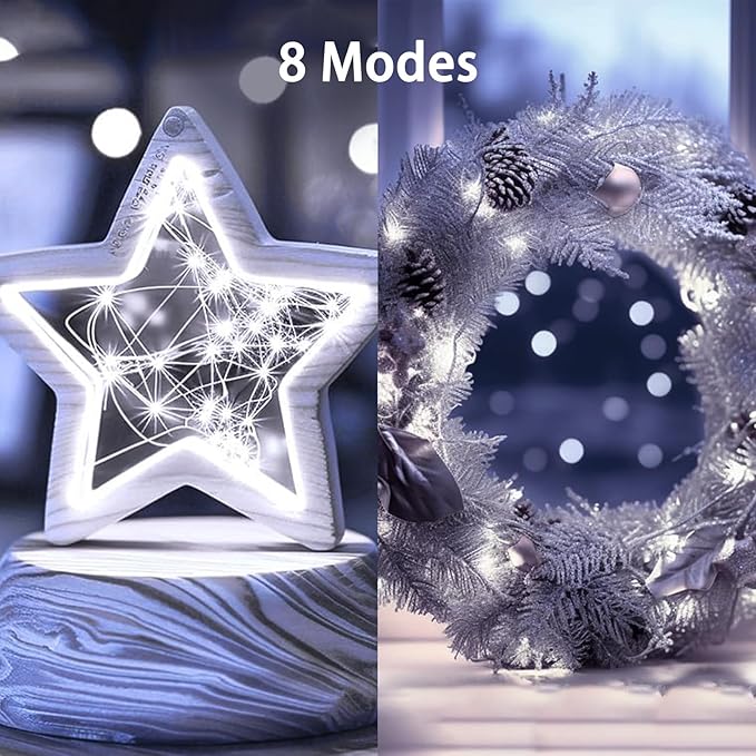 Christmas Backyard String Lights 4-Pack, 20ft 60 LED Waterproof