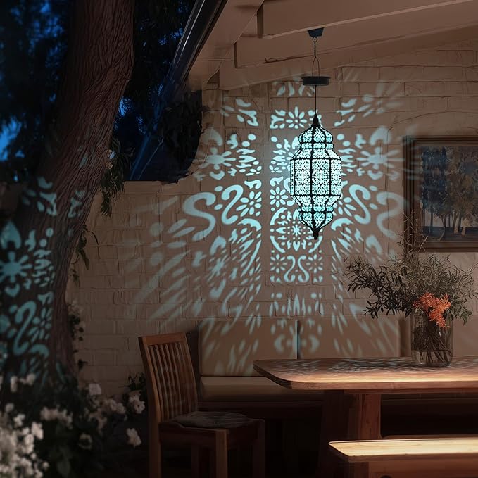 18" Moroccan Solar Pendant Light, Outdoor