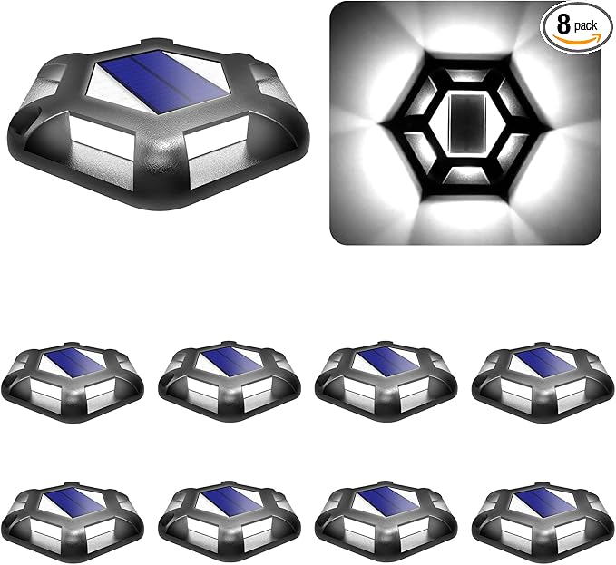 Solar Gutter Lights 8-Pack, Waterproof LED