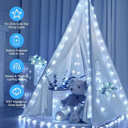 17ft White String Lights for Backyard, Waterproof LED