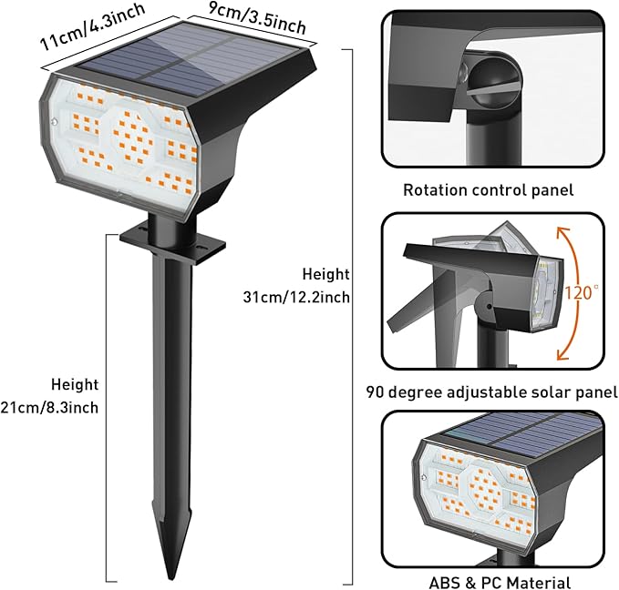 6-Pack Solar Spotlights, Waterproof Landscape LED