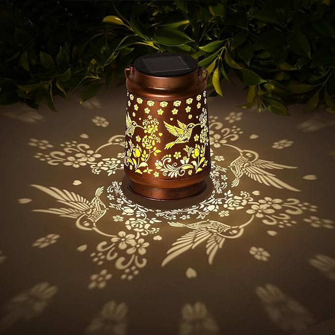 Hummingbird Solar Lanterns Outdoor Waterproof Garden Decor Christmas Gifts for Women Mom Birthday Gifts Ideas Metal Bird Decorative LED for Patio Pathway Landscape Walkway Terrace Balcony Lawn Yard