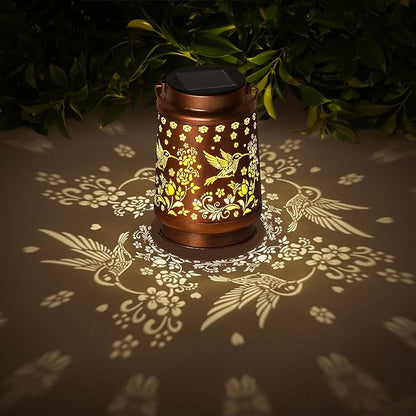 Hummingbird Solar Lanterns Outdoor Waterproof Garden Decor Christmas Gifts for Women Mom Birthday Gifts Ideas Metal Bird Decorative LED for Patio Pathway Landscape Walkway Terrace Balcony Lawn Yard