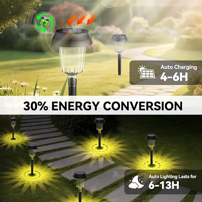 TECKNET Solar Pathway Lights, Color Changing Solar Lights with Warm White & RGB Colored for Valentine's Day, Colored Pathway Light Outdoor Waterproof (IP68) for Yard, Auto On/Off (10 Pack)