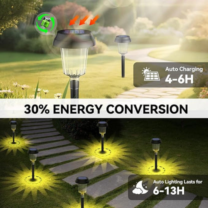 TECKNET Solar Pathway Lights, Color Changing Solar Lights with Warm White & RGB Colored for Valentine's Day, Colored Pathway Light Outdoor Waterproof (IP68) for Yard, Auto On/Off (10 Pack)