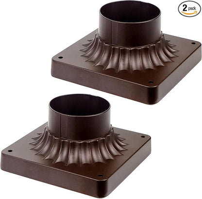 Pier Mount Adapter 2 Pack, Cast Aluminum Outdoor Post Light Base for 3" Post Light Fixtures, Parts Kits Included, 5.6" W*5.6" L*2.9" H in Bronze Finish