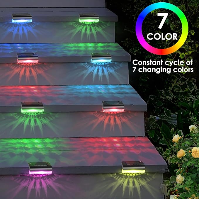 Mancra Solar Step Lights Outdoor, Solar Deck Lights Waterproof Outdoor Lighting for Patio Fence Stairs Post Railing Yard and Garden (Color Changing, 16 Pack)