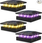 4-Pack Warm White Solar Patio Post Lights, Outdoor LED Caps