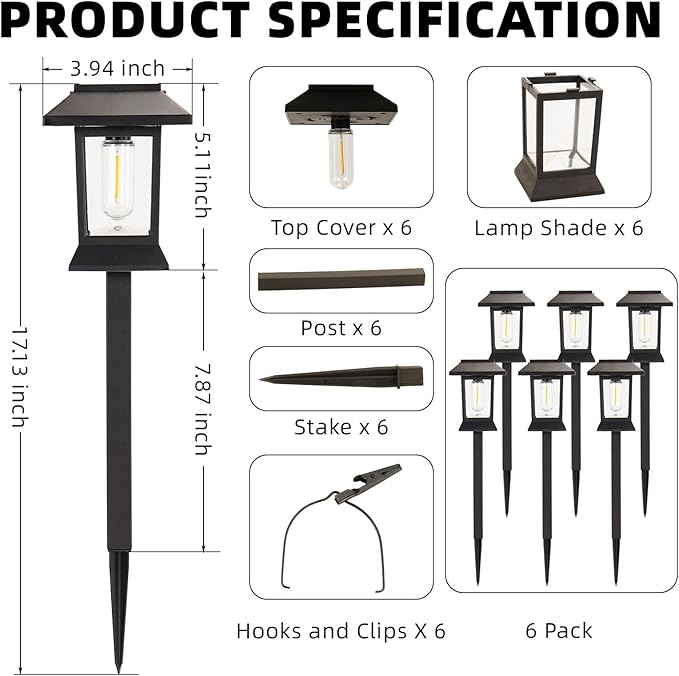 6-Pack Solar Landscape Lights for Yard