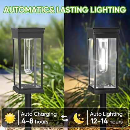 8 Pack Solar Pathway Lights Outdoor,IP65 Waterproof - Bright Solar Lights Outdoor,Auto On/Off Pathway Lights Solar Powered,Solar Path Lights for Walkway Driveway Garden (Cool White)