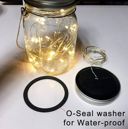 Solar Mason Jar Lights, 4 Pack 30 LEDs Waterproof Fairy Firefly String Lights Build-in Glass Mason Jar, Best Patio Garden Decor Solar Hanging Lanterns Outdoor Warm White (4 Pack-Mason Jars Included)