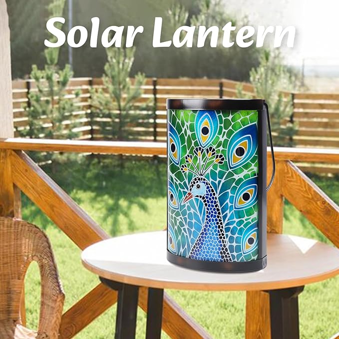 Solar Peacock Lanterns, Patio Hanging LED Decor
