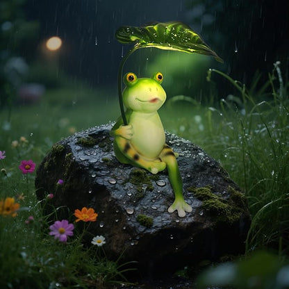 Solar Garden Statues Frog Garden Decor Figurine Lights with Umbrella for Outside,Yard Decorations Outdoor Patio Decor,Gardening Gifts for Women Mother's Day