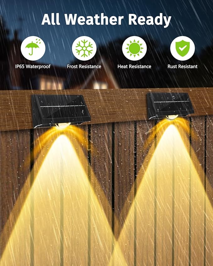 12-Pack Cool White Fence Solar Lights, Waterproof LED