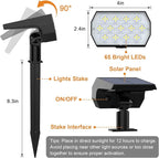 2-Pack 65 LED Solar Garden Spotlights, 3-Mode Waterproof