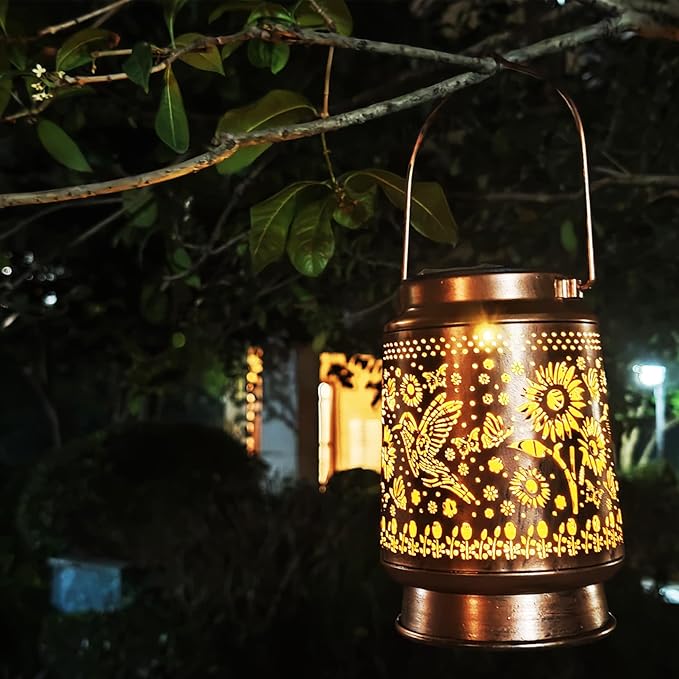 Solar Lanterns Outdoor Waterproof, Garden Decor Metal High Brightness LED Light, Solar Hanging Lantern for Garden,Yard,Patio,Lawn, Landscaping (Hummingbird )