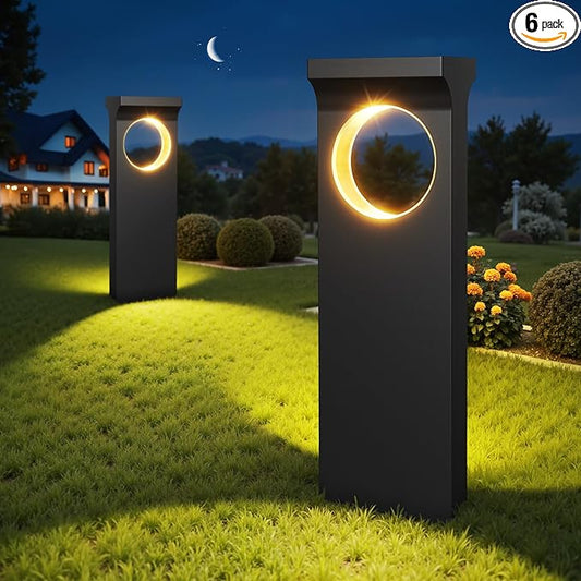Solar Pathway Lights Outdoor: 6 Pack Unique Solar Lights Outdoor Waterproof - Bright Moon Pattern Auto On/Off Garden Light for Yard Patio Porch Lawn Path Walkway Driveway Outside Decor Lighting