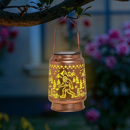 KIKUSUI Solar Bigfoot Lanterns Outdoor Waterproof Hanging, Sasquatch Gifts for Mom Women Dad Men, Metal Decorative LED Lanterns for Yard, Patio, Lawn, Tabletop, Pathway, Landscape, Garden Decor