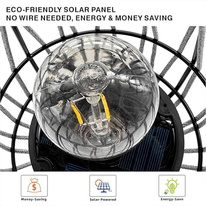 Solar Lanterns Outdoor Tabletop Lamp Lights with Waterproof Stand Decorative Water Resistant Resin & Polyester Cord Woven Design for Garden Patio Lawn Courtyard