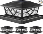 4-Pack Solar Post Cap Lights, Cool White Waterproof