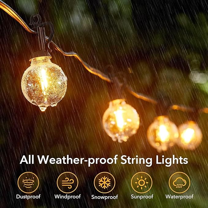 100ft Outdoor Edison String Lights, Weatherproof