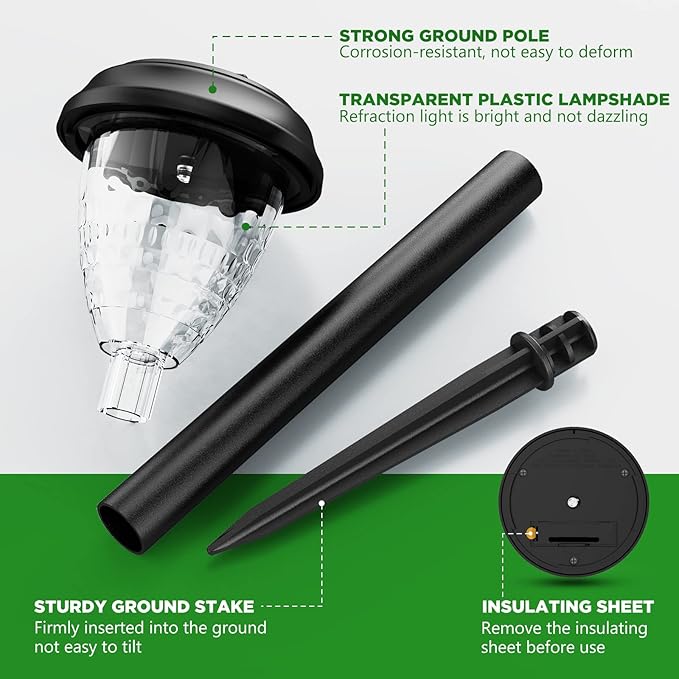 10-Pack Solar Pathway Lights, Waterproof LED Garden Lights