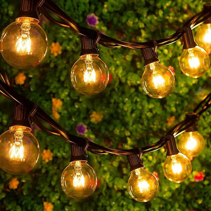GOOTHY Outdoor String Lights, 100Ft G40 Globe Patio Lights Waterproof with 100 Warm White Bulbs, Connectable Hanging Backyard Light for Outside Garden Balcony Holiday Party Decor-Black