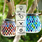 2-Pack Mosaic Solar Lanterns, Waterproof LED Outdoor Lights