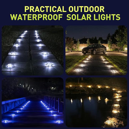 AGPTEK 5 in 1 Solar Driveway Lights Outdoor with Ground Spikes, IP67 Waterproof Solar Lights with 5 Modes (Blue/White/Warm/Mixed/Flashing) for Deck, Stairs, Pathway, Garden, Patio(Hexagon, 12 Pack)