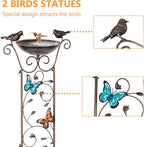 40" Metal Bird Bath, Vintage Outdoor Birdfeeder