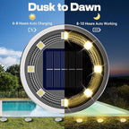 18-Pack Solar Ground Disk Lights, Warm White Waterproof LED