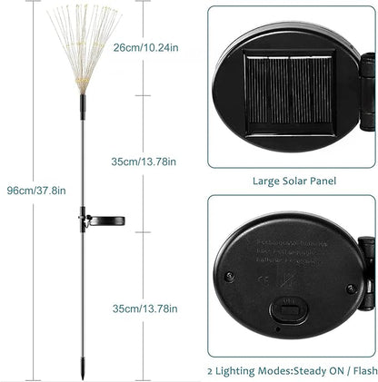 JJGoo Solar Firework Lights, 2 Pack 120 LEDs 2 Lighting Modes Solar Garden Lights Outdoor Waterproof for Yard Patio Walkway Pathway Party Wedding Christmas Decorative - Purple