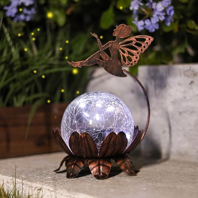 Solar Crackle Garden Statue Light, Outdoor Decor