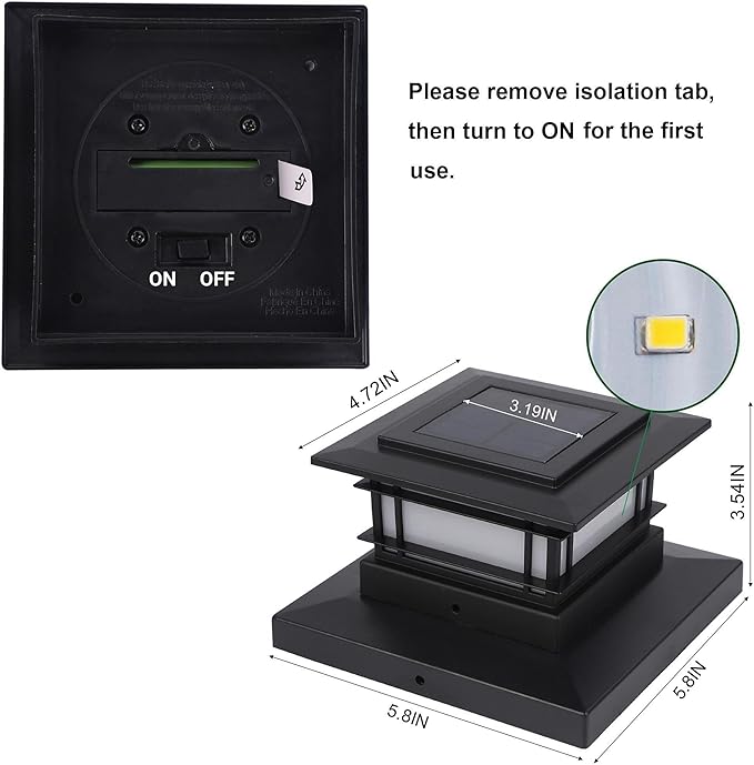 6-Pack Warm White Solar Patio Post Lights, Outdoor LED Caps