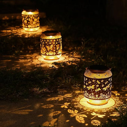 Dragonfly Solar Lanterns Outdoor Waterproof Garden Decor Gifts for Mom Women Grandma Metal Hanging Solar Lights Outdoor Decoration for Patio,Yard,Porch,Backyard