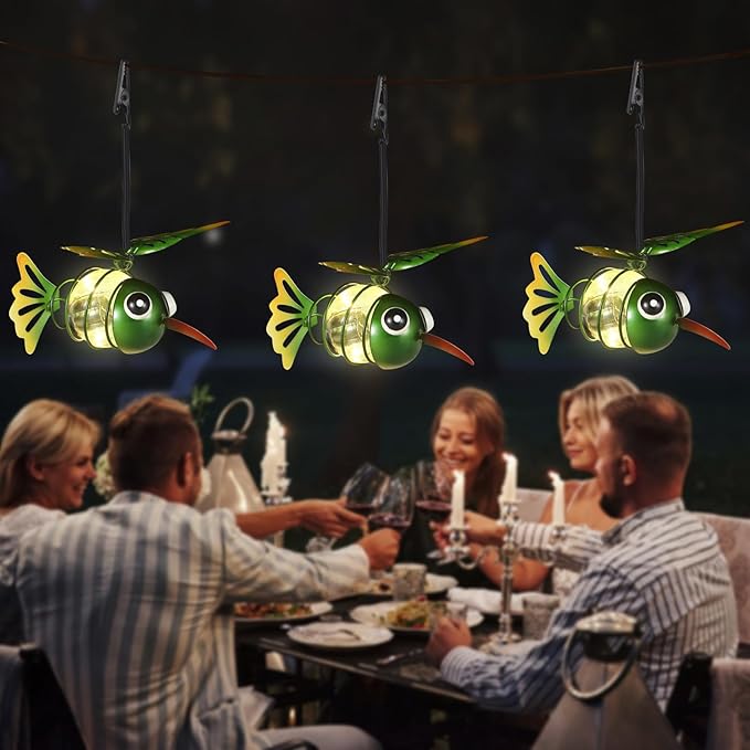 2 Pack Hummingbird Solar Outdoor Hanging Lantern Creative Small Sculpture Lights Durable Waterproof Lamp Suitable for Festivals Garden Decor Birthday Gifts for Grandma Mom Women Girl
