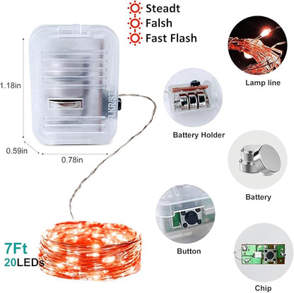 12-Pack 7ft Halloween LED String Lights, Waterproof Timer Lights