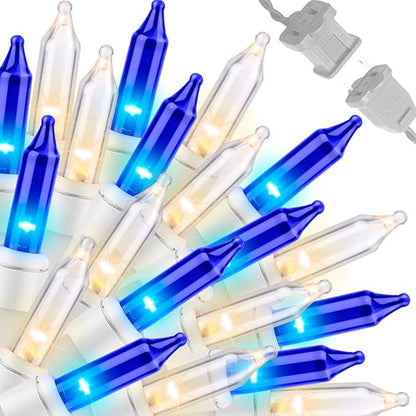 LAMPHOME Blue Clear Christmas String Lights, 100 ct 20FT Incandescent Mini Fairy Lights Set, UL Certified White Wire Lights for Indoor Outdoor Halloween Holiday Home Xmas Tree Patio Décor