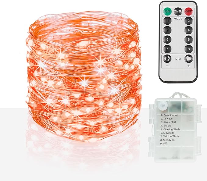 100 LED Halloween Twinkle Lights, 33ft Waterproof for Porch