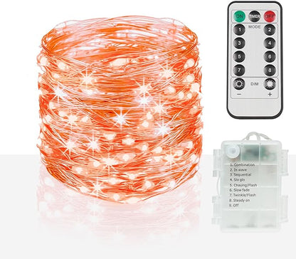 100 LED Halloween Twinkle Lights, 33ft Waterproof for Porch