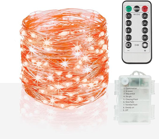 100 LED Halloween Twinkle Lights, 33ft Waterproof for Porch