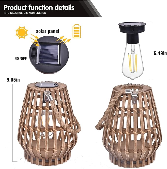Elegant Hanging Solar Lanterns for Porch, Waterproof LED
