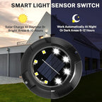 8-Pack Solar Ground Disk Lights, Cold White Waterproof LED