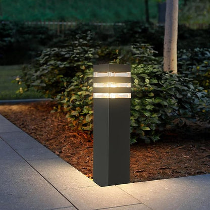 SLAWA 15In Pathway Lights Black E26 Outdoor Landscape Path Lighting Aluminum Walkway Bollard Lights Modern Landscape Sideway Post Lantern IP65 Waterproof Patio Porch Exterior Floor Lamp with Bulb