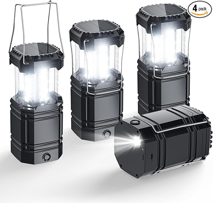 4-Pack Multi-Function Rechargeable Camping Lantern