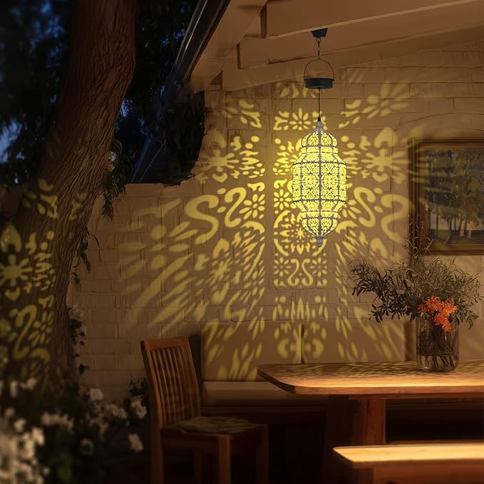 Solar Moroccan Hanging Pendant Lantern, Waterproof