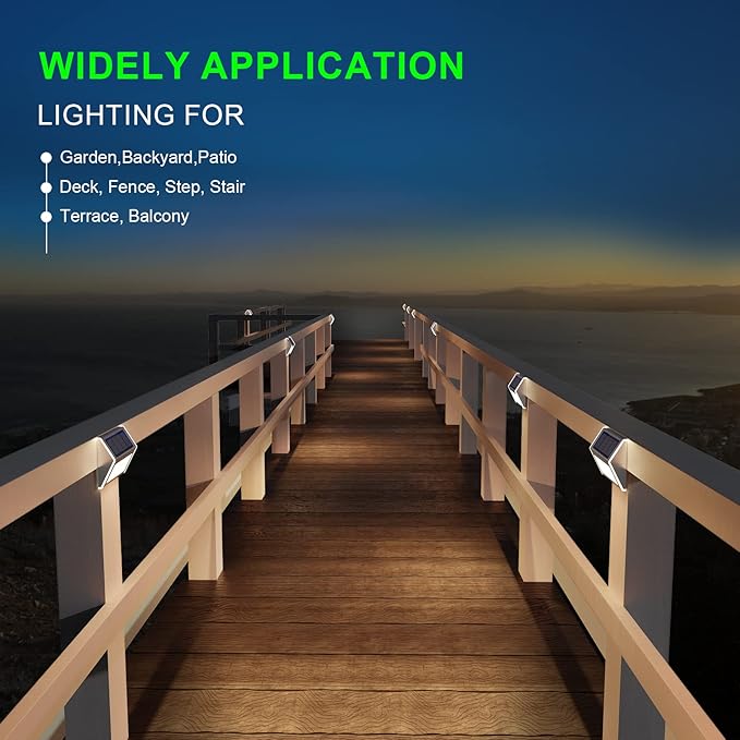 12-Pack Solar Wall Step Lights, Waterproof