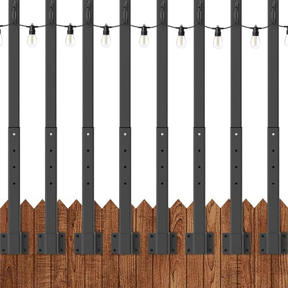 AILBTON 8 Pack 2.8Ft String Light Poles,Light Poles for Outside String Lights,Outdoor Light Poles with Fence Bracket,Metal Pole Stand for Patio,Backyard,Deck