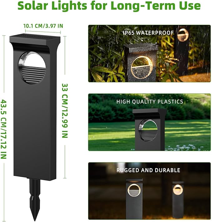 Modern Solar Pathway Lights Outdoor, 6 Pack Upgraded Moon Shaped Landscape Lights - Brighter & Waterproof Solar Powered Decor for Yard, Garden, Path, Walkway Outside Decoration